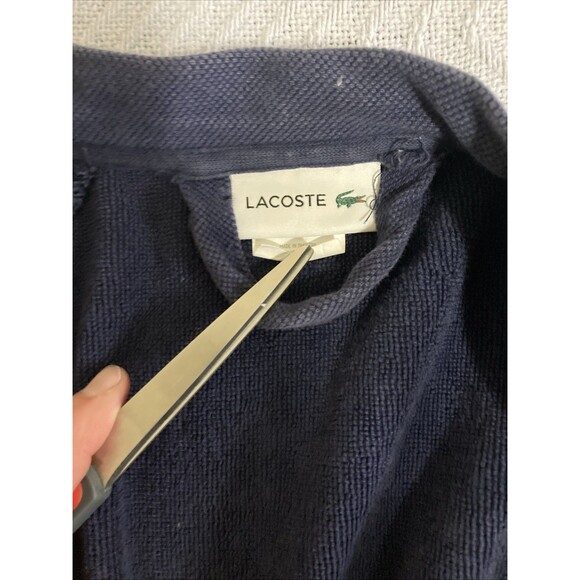 Lacoste Robe 1 Size Navy Blue Classic French Terry Loungewear Bath Robe Men' - Picture 7 of 11